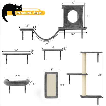 7-in-1 Wall Mounted Cat Furniture Set