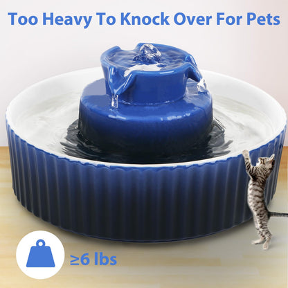 Ceramic Cat Water Fountain, 2.1L/71oz, 3 Filters and 2 Pumps Included