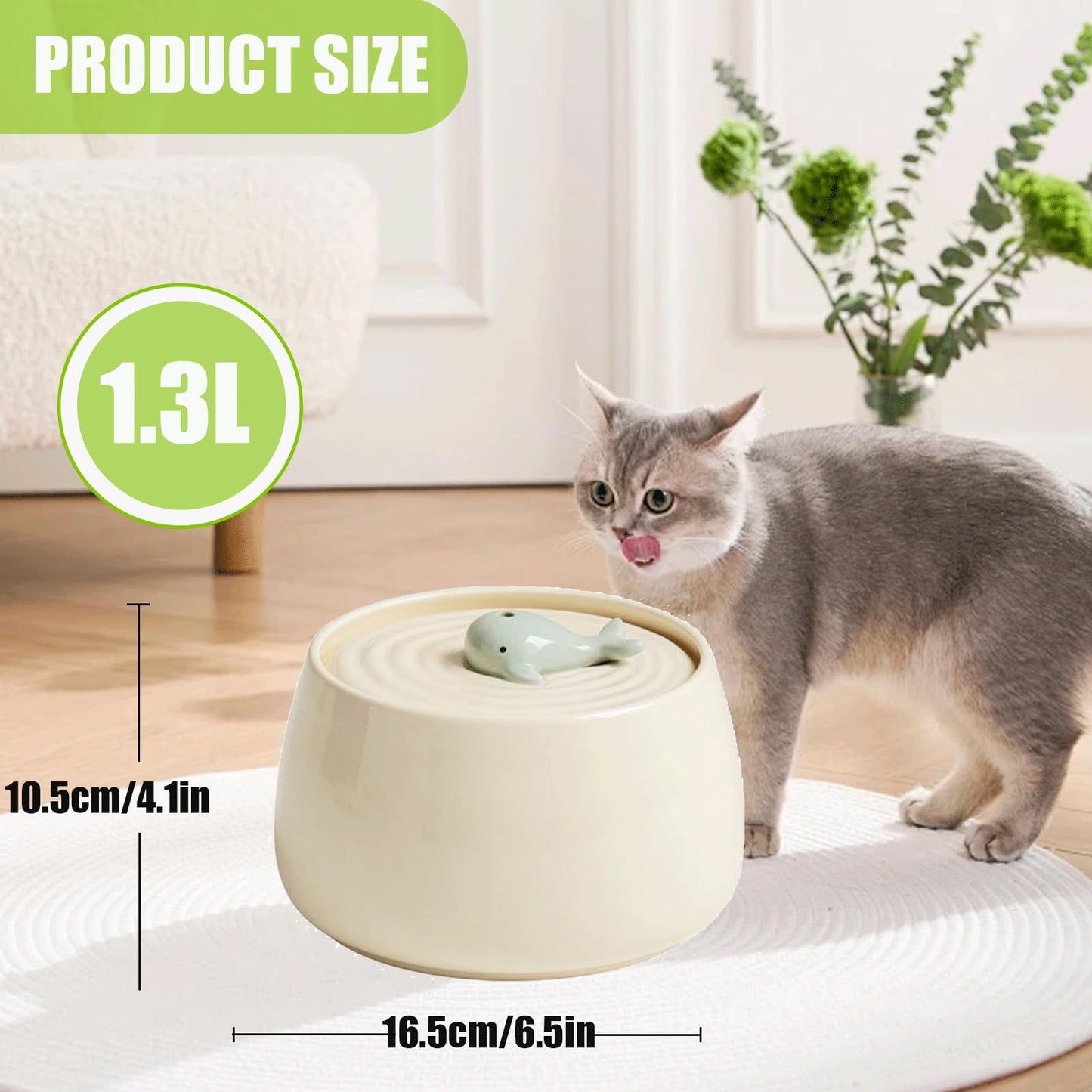 1.3L/ 44oz Ceramic Pet Feeding and Drinking Bowls