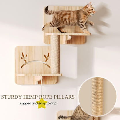 Pine Wooden Wall Mounted Cat Furniture