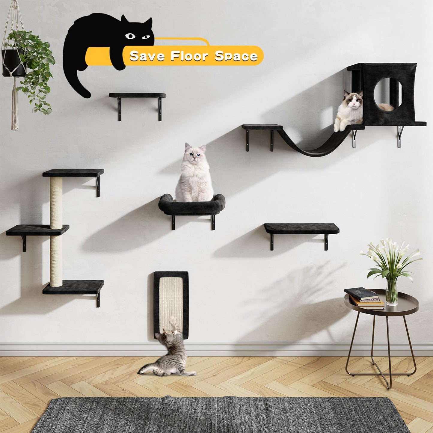 7-in-1 Wall Mounted Cat Furniture Set