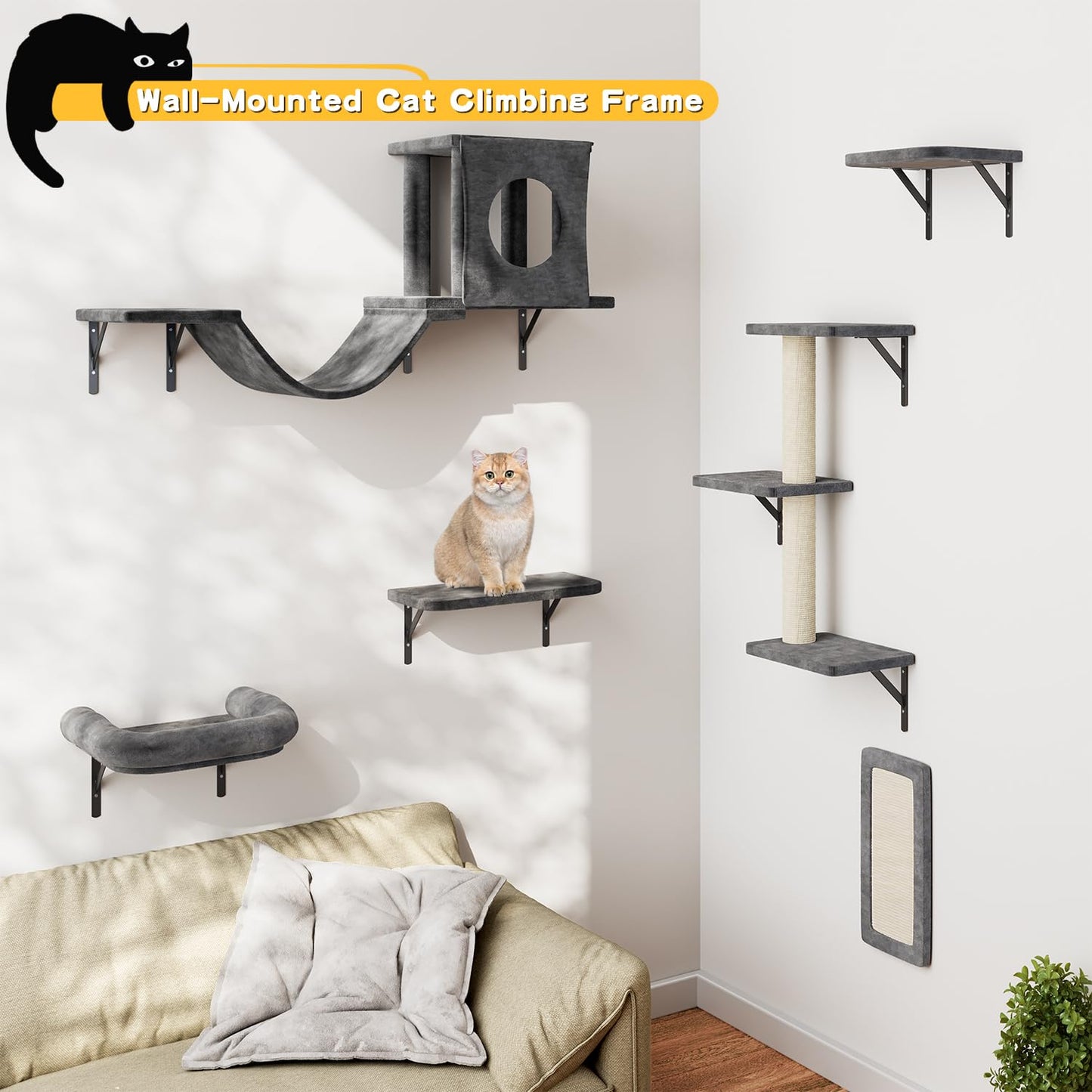 7-in-1 Wall Mounted Cat Furniture Set