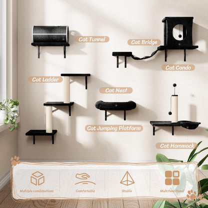 7-in-1 Wall Mounted Cat Furniture Set