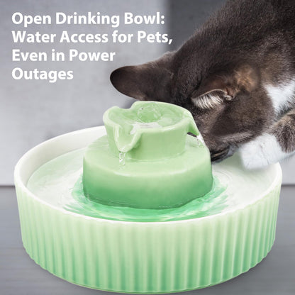 Ceramic Cat Water Fountain, 2.1L/71oz, 3 Filters and 2 Pumps Included