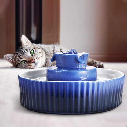 Ceramic Cat Water Fountain, 2.1L/71oz, 3 Filters and 2 Pumps Included