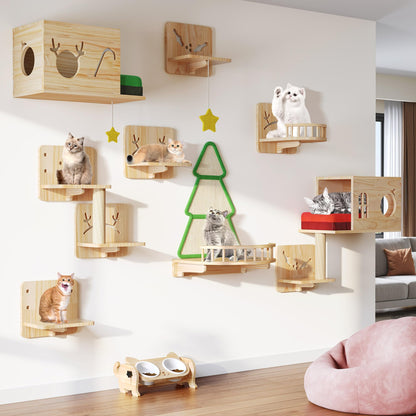 Pine Wooden Wall Mounted Cat Furniture