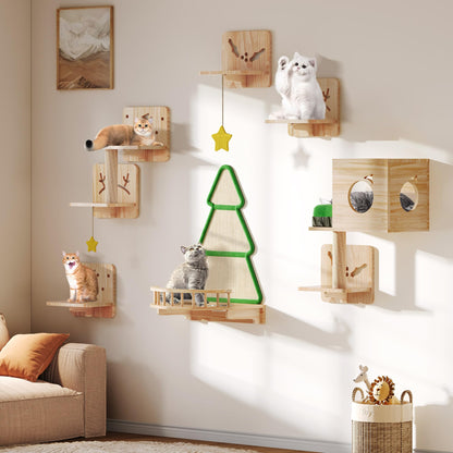 Pine Wooden Wall Mounted Cat Furniture