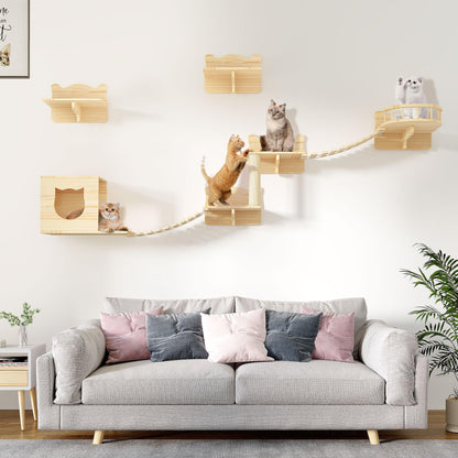 Pine Wooden Wall Mounted Cat Furniture